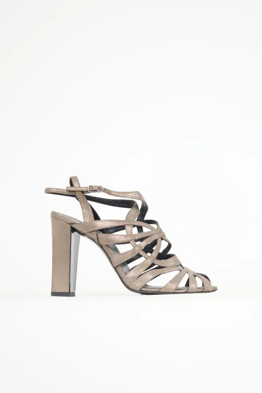 Metallic Suede Caged Sandal made by Hermes