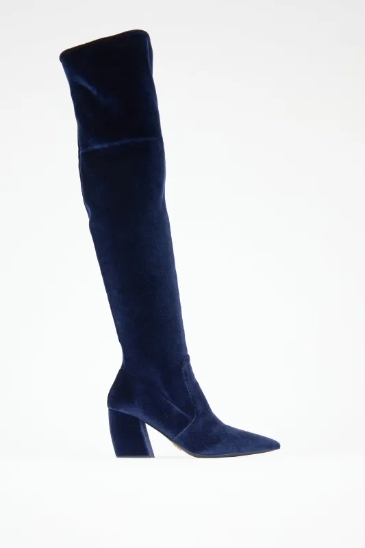 Velvet Thigh High Boot made by Prada