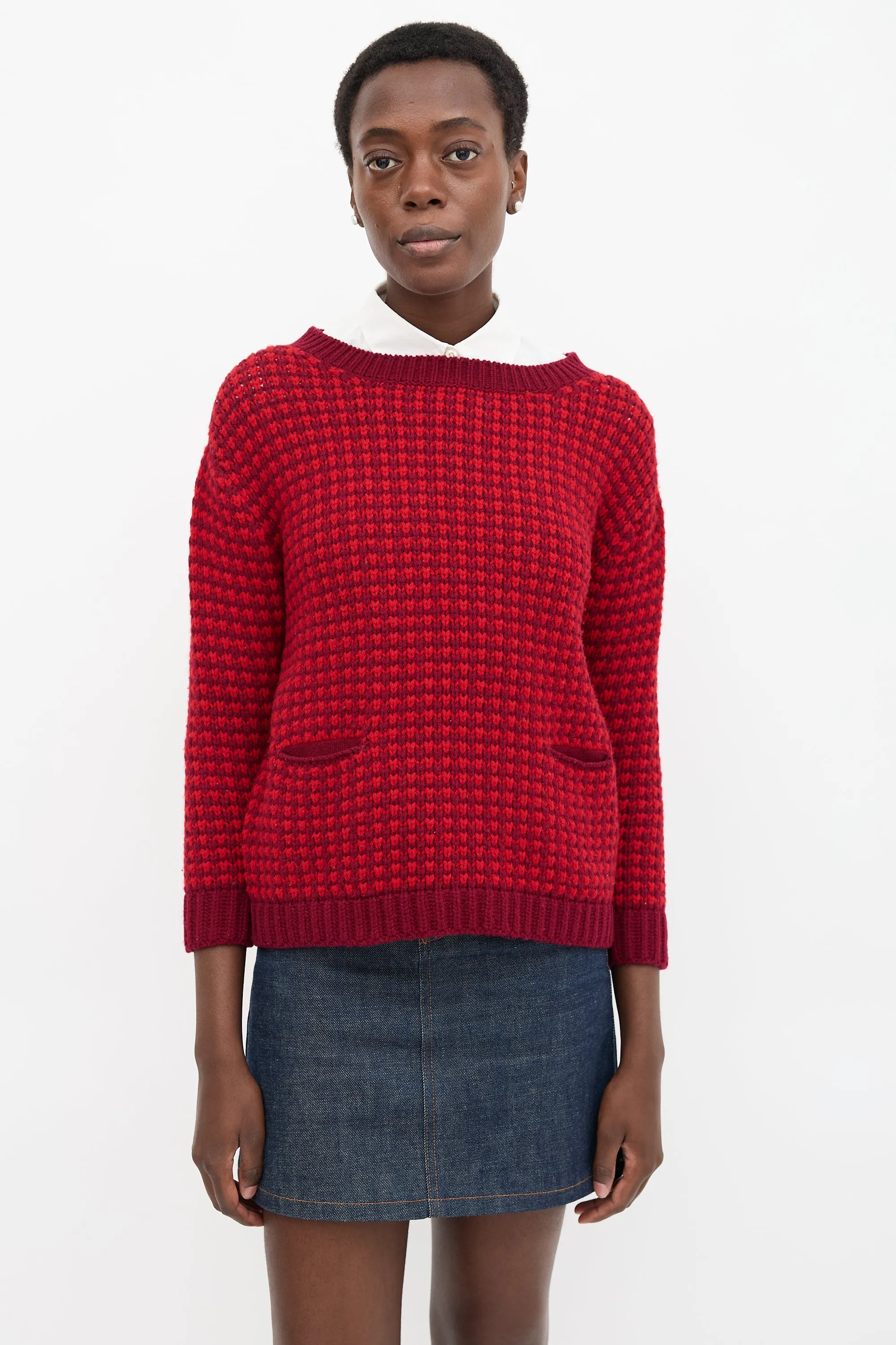2012 Wool Check Knit Sweater sold by VSP Consignment