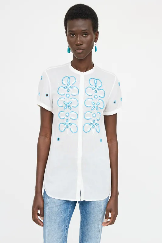 Beaded Button Up Shirt made by Blumarine