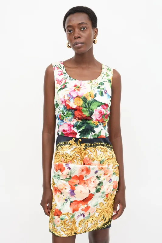 Silk Satin Pleated Floral Dress sold by VSP Consignment