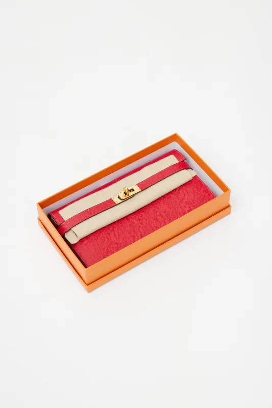 2016 Rouge Casaque Epsom & Gold Kelly Wallet made by Hermes