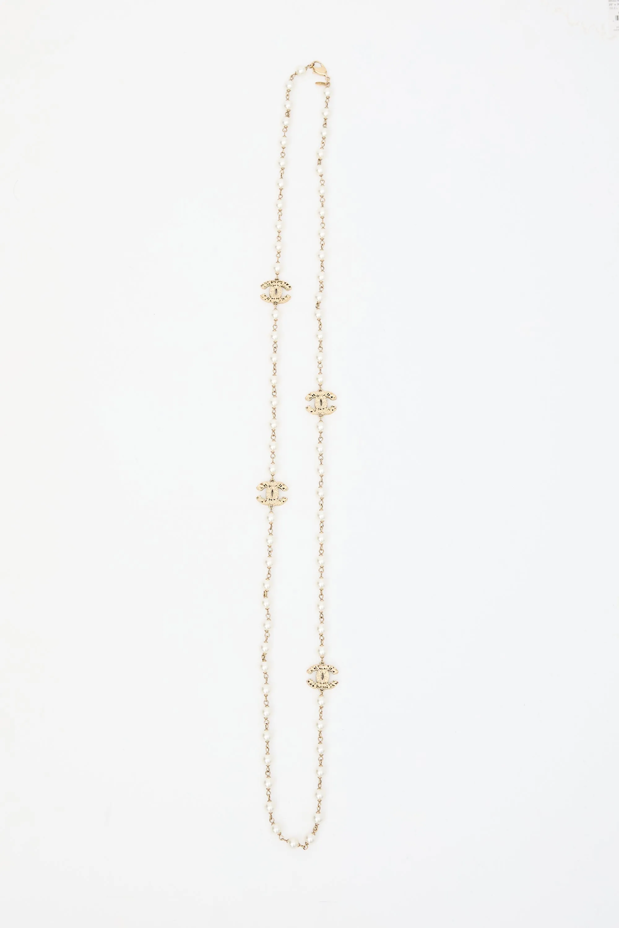 Faux Pearl CC Necklace sold by VSP Consignment