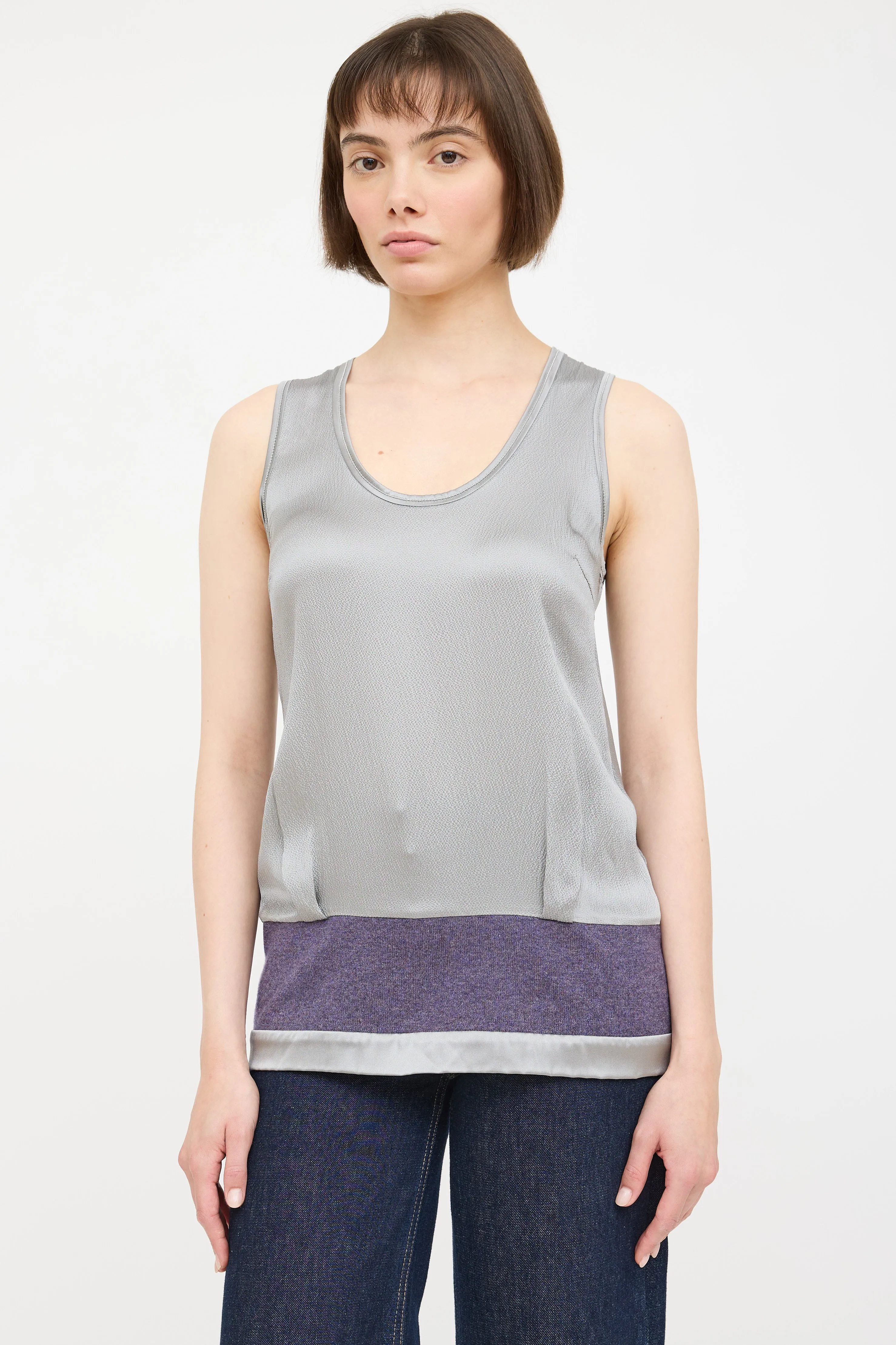 Silk Metallic Monili Tank Top sold by VSP Consignment