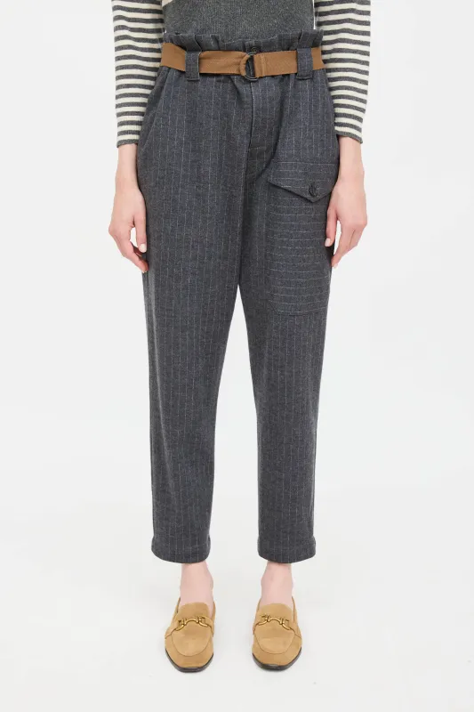 Wool Pinstripe Belted Trouser sold by VSP Consignment