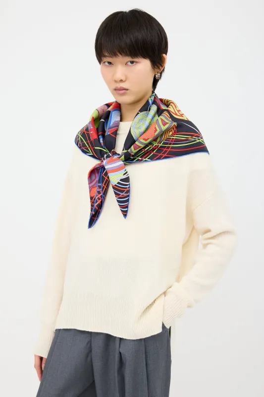 Silk L'Art Du Temari 90 Scarf made by Hermes