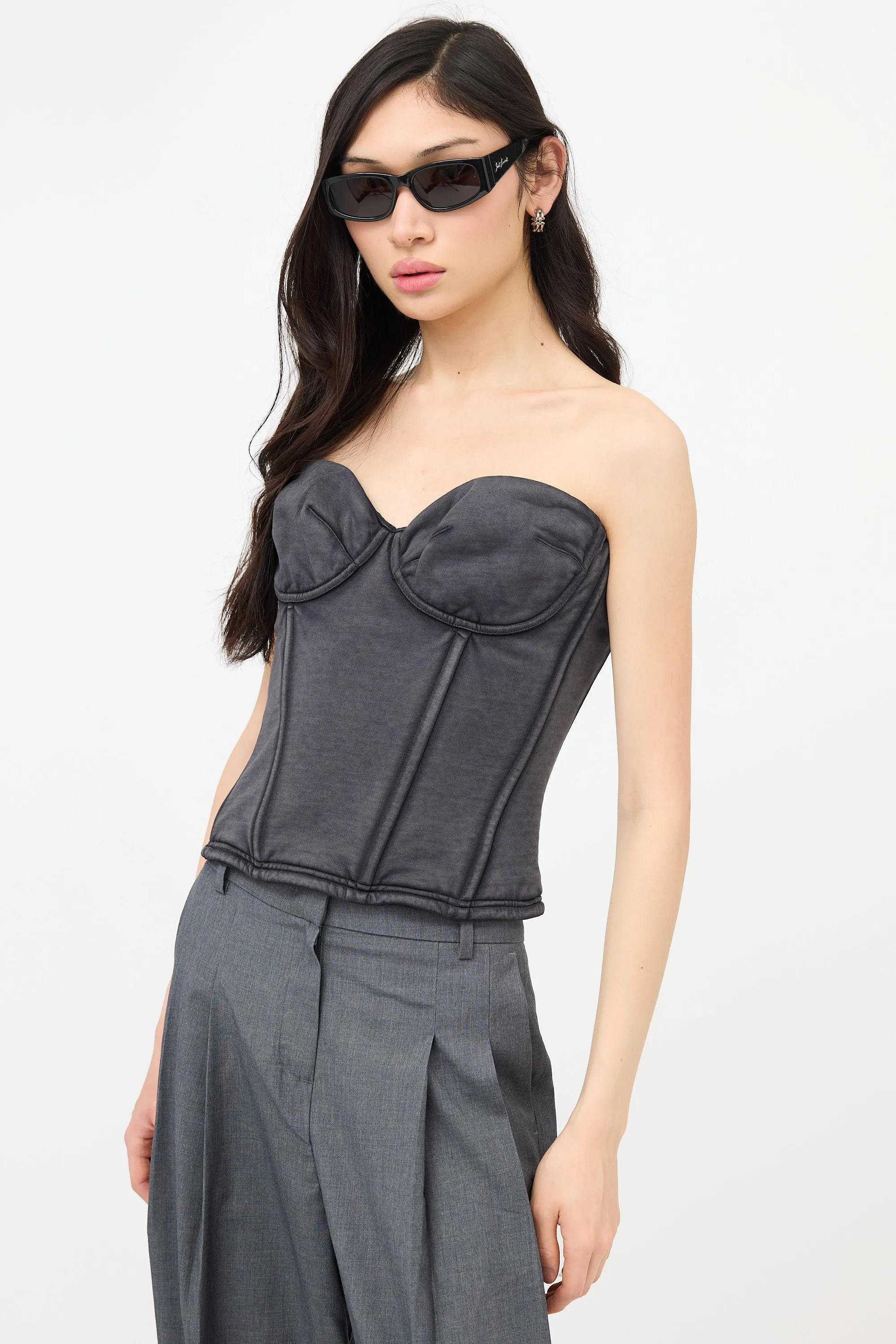 Knit Distressed Bustier Top sold by VSP Consignment