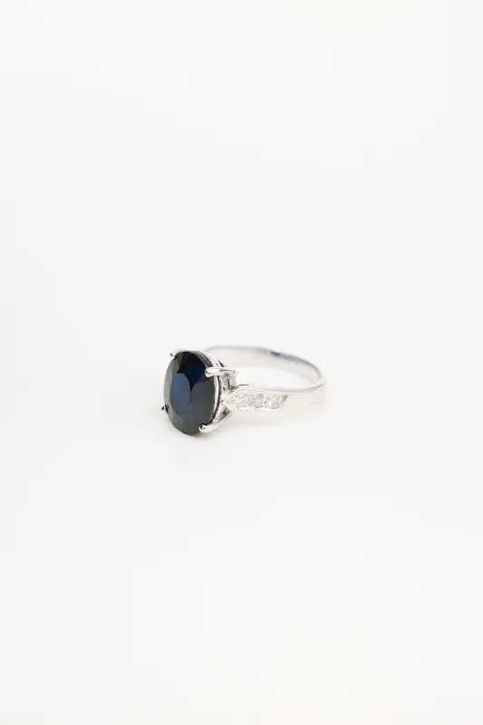 18K White Gold & Sapphire Ring made by VSP Consignment