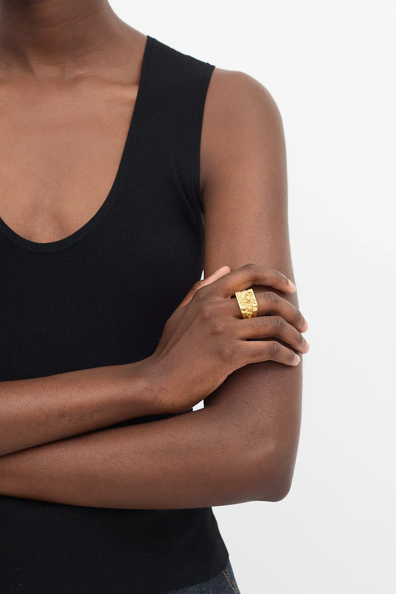 Gold Medusa Baroque Ring sold by VSP Consignment product image thumbnail 2