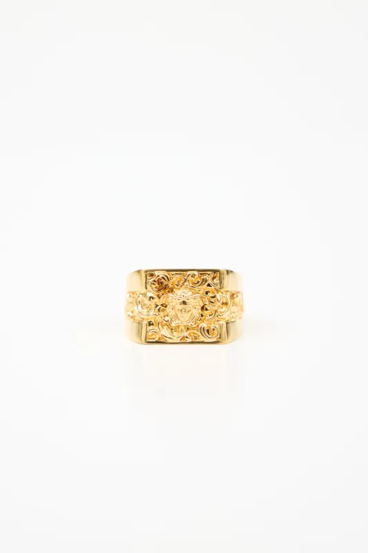 Gold Medusa Baroque Ring sold by VSP Consignment