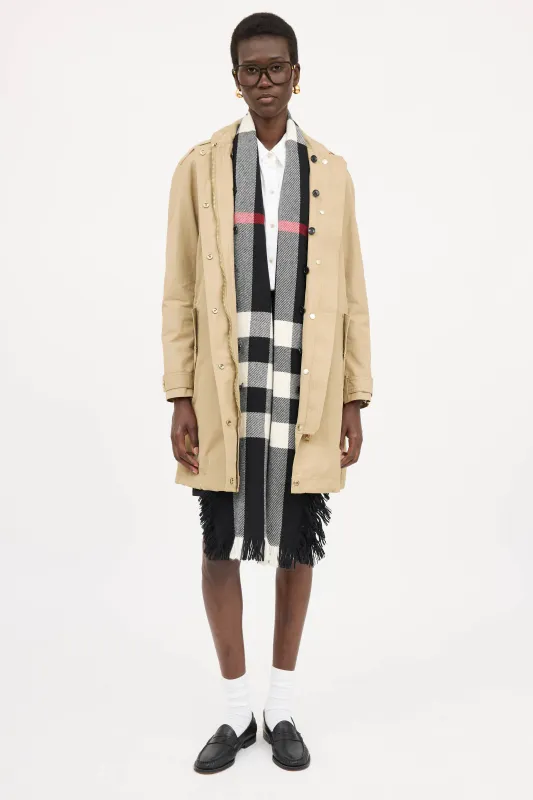 Wool Nova Check Fringe Scarf made by Burberry