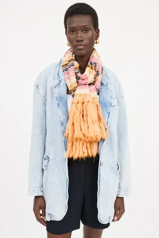 Mohair Knit Striped Scarf sold by VSP Consignment