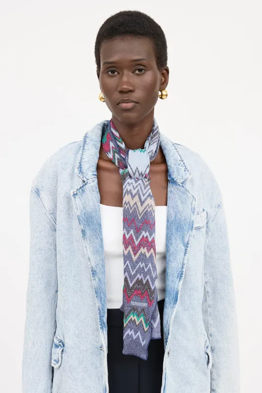 Wool Geometric Metallic Scarf sold by VSP Consignment