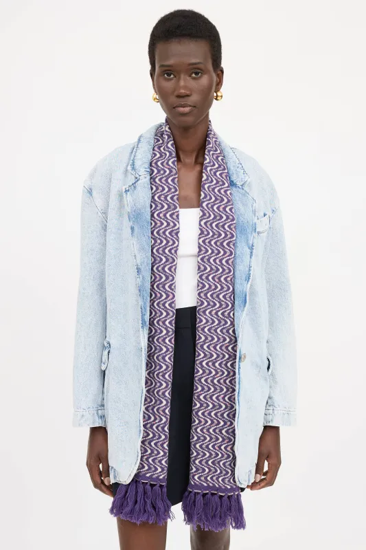 Wool Geometric Fringe Scarf sold by VSP Consignment