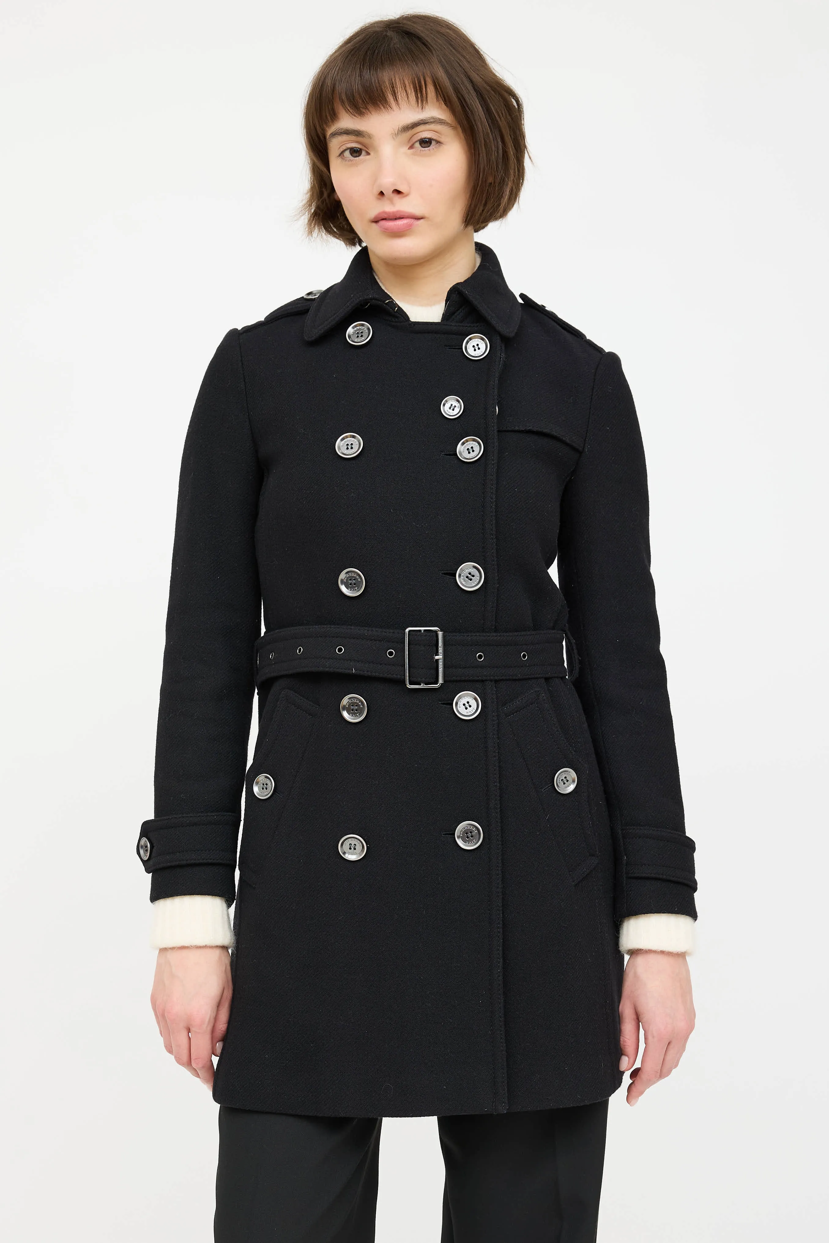 Wool Double Breasted Trench Coat sold by VSP Consignment