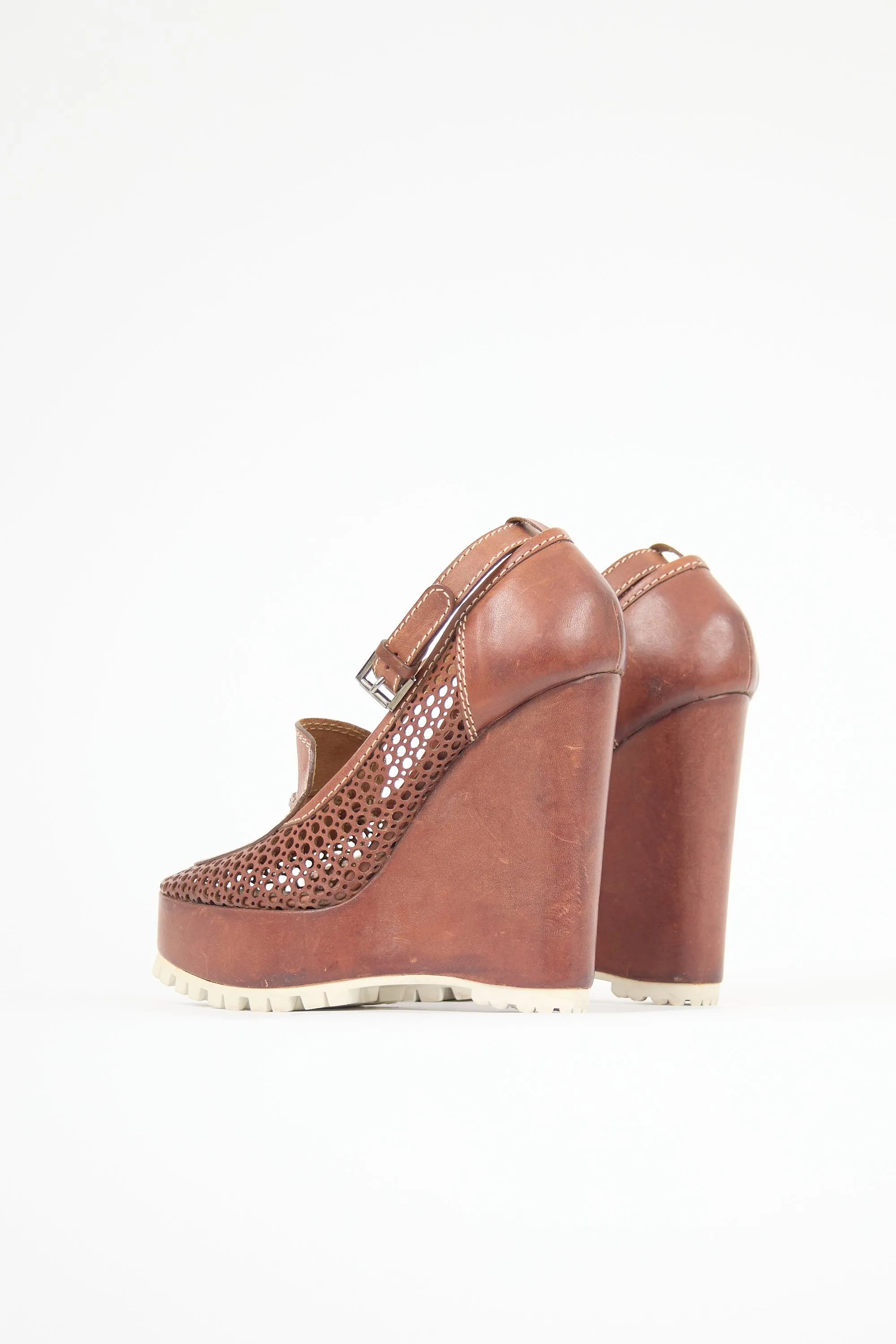Laser Cut Leather Wedge Heel sold by VSP Consignment product image thumbnail 4