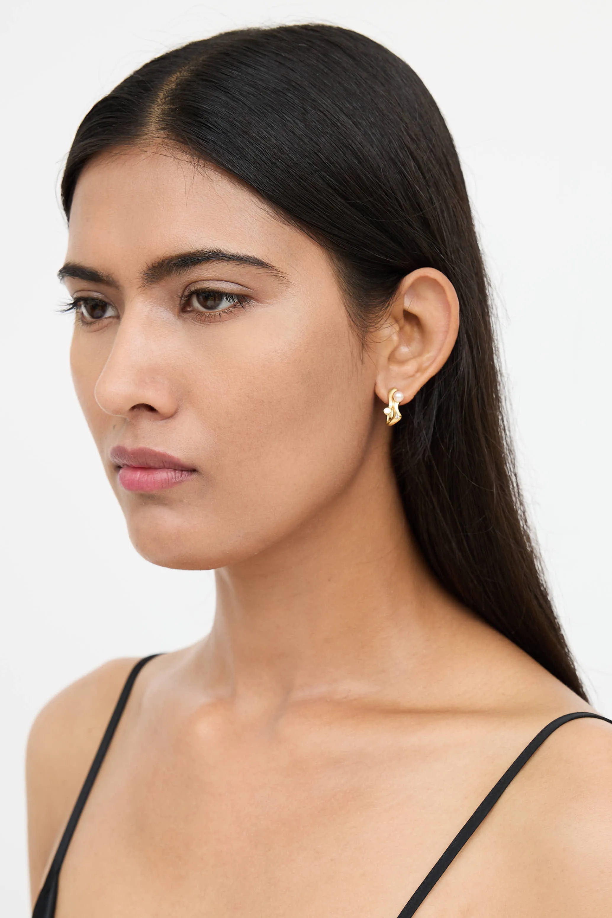 18K Gold Pearl Squiggle Earrings sold by VSP Consignment product image thumbnail 2