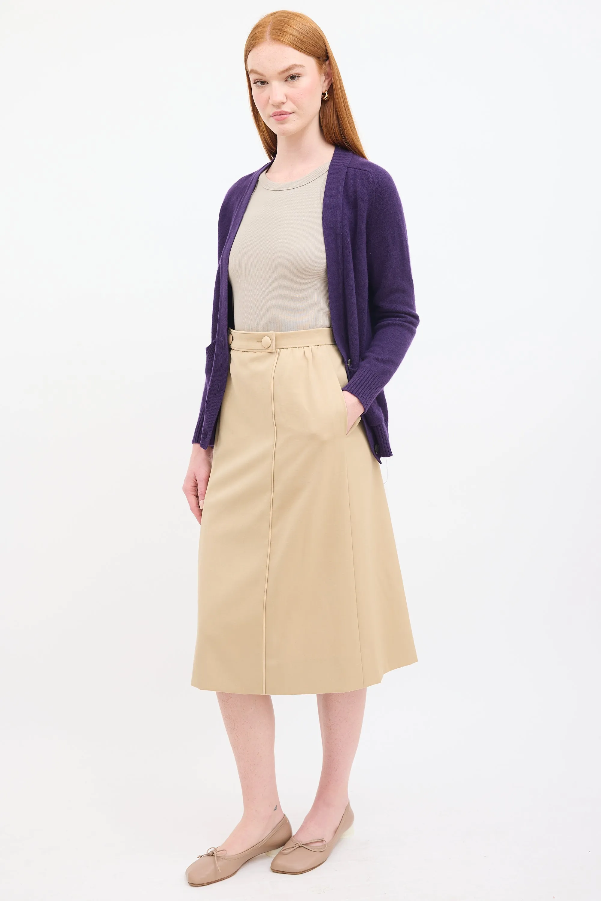 Vintage Wool & Leather Midi Skirt sold by VSP Consignment product image thumbnail 2