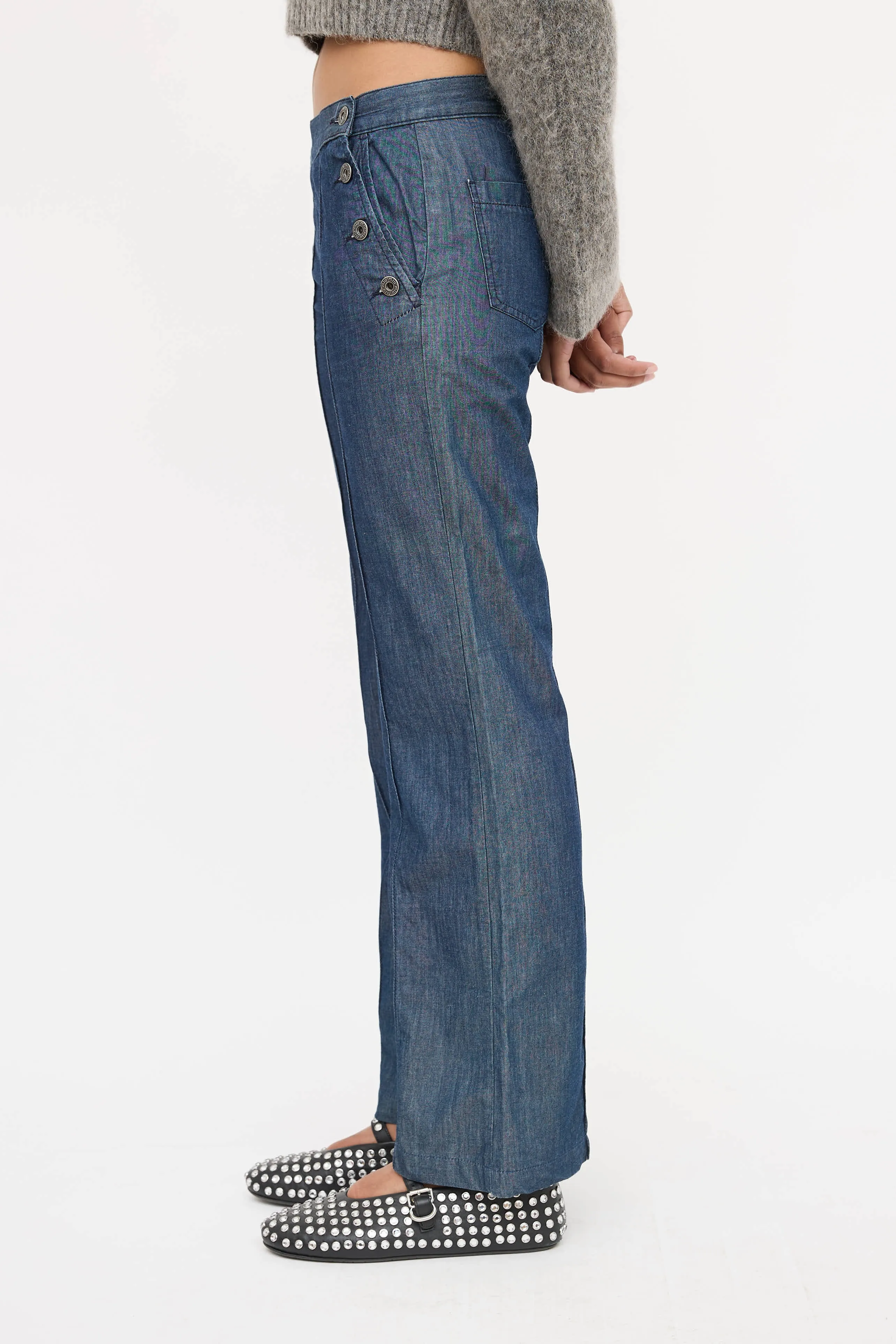 Chambray Straight Leg Pants sold by VSP Consignment product image thumbnail 3