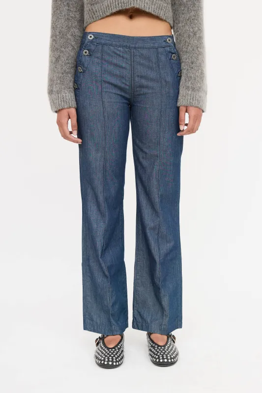 Chambray Straight Leg Pants made by Miu Miu