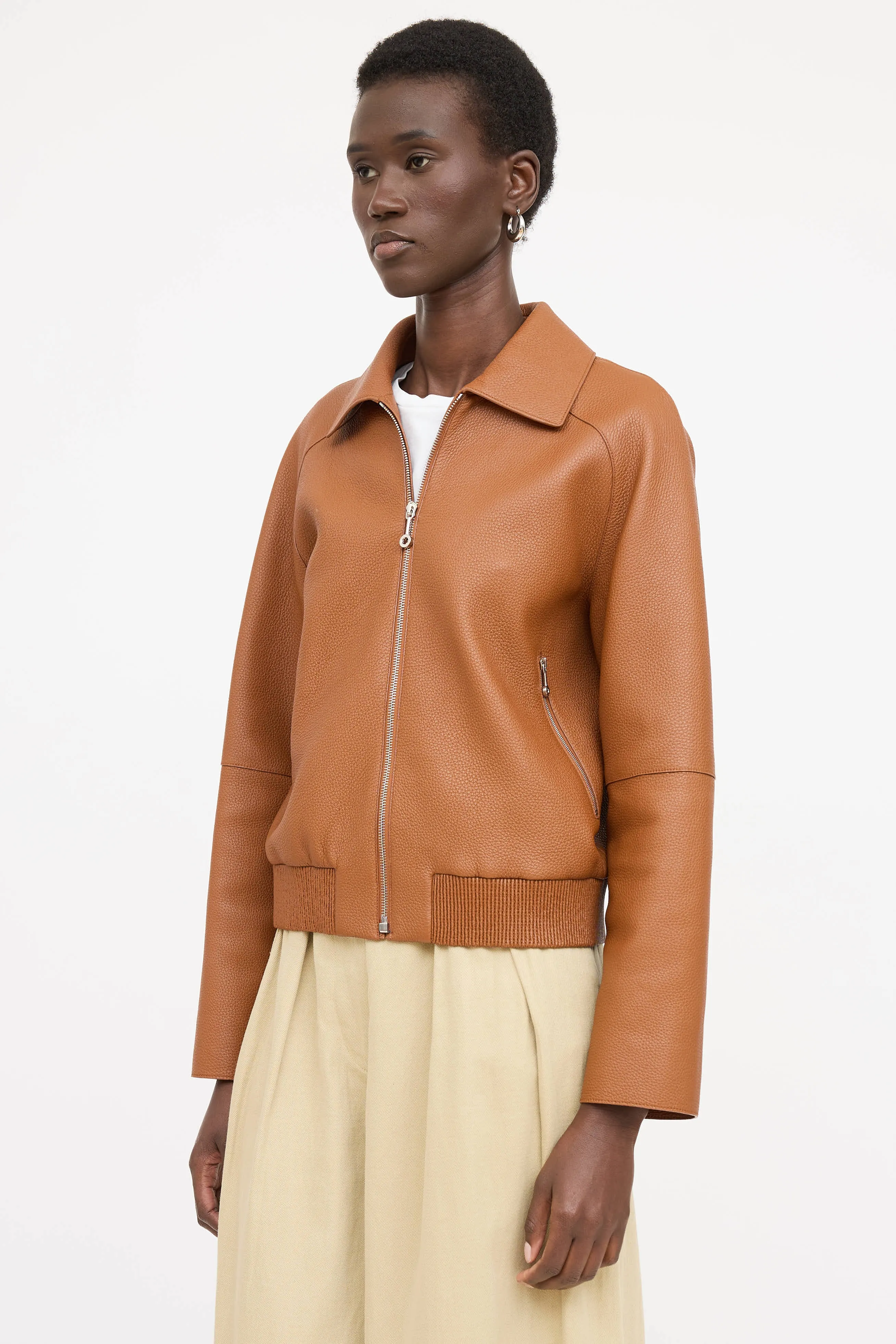 Marron Fauvre Leather Jacket sold by VSP Consignment product image thumbnail 5