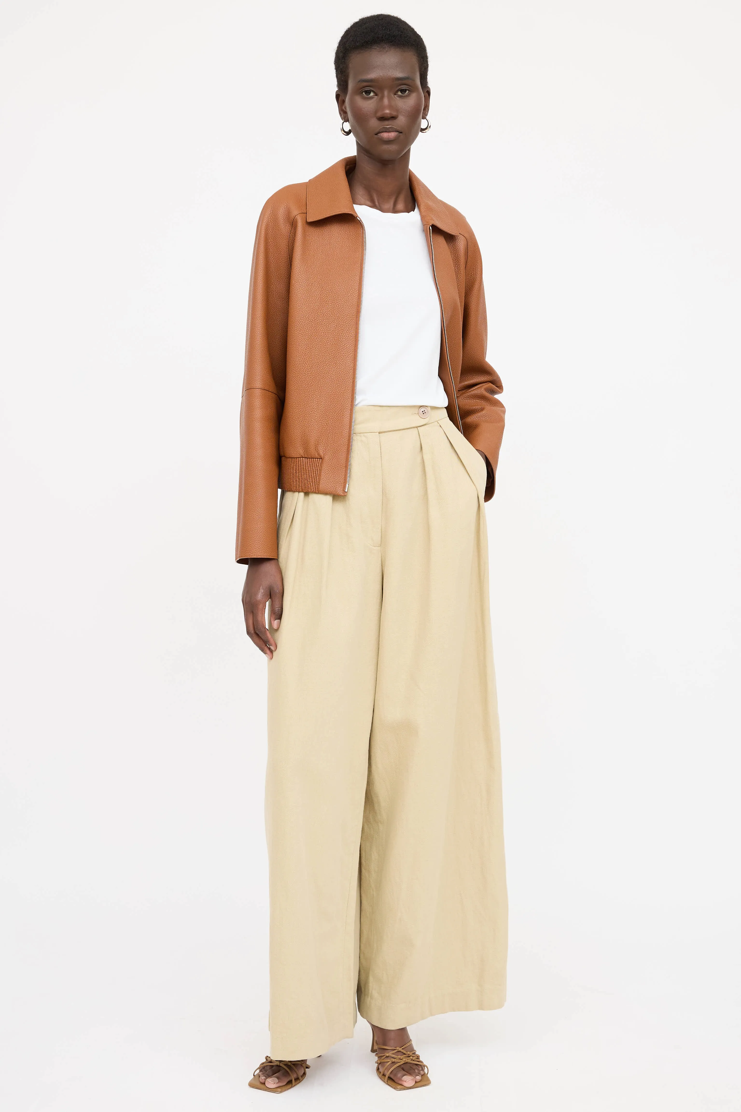 Marron Fauvre Leather Jacket sold by VSP Consignment product image thumbnail 2