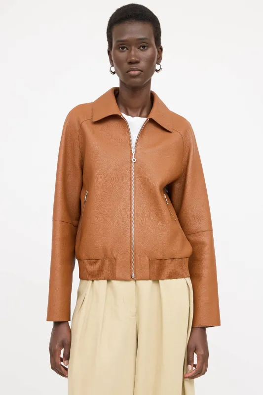 Marron Fauvre Leather Jacket made by Hermes