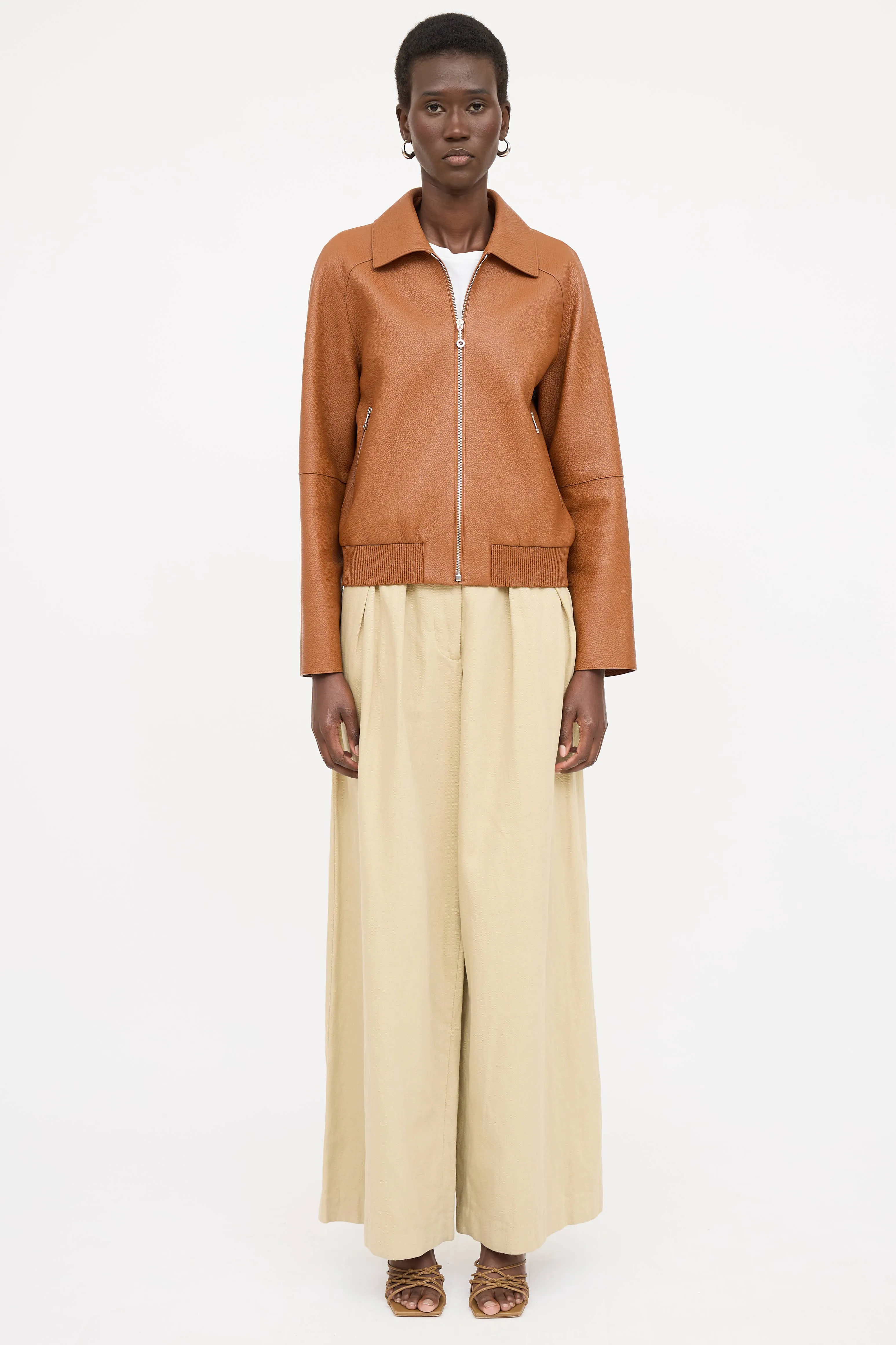 Marron Fauvre Leather Jacket sold by VSP Consignment product image thumbnail 3