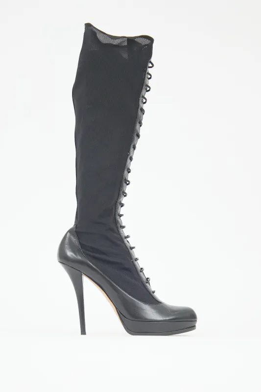 Leather & Mesh Lace Up Boot sold by VSP Consignment