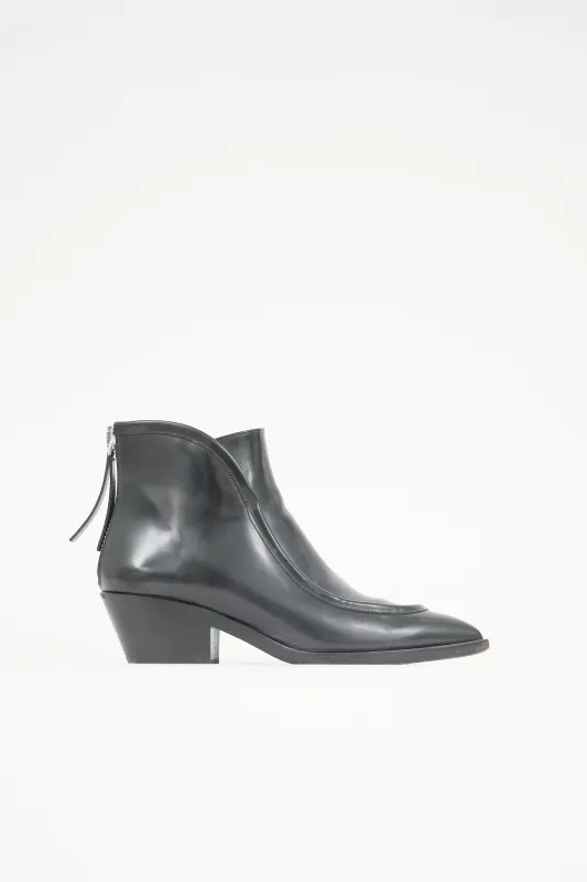 Glossed Leather Ankle Boot sold by VSP Consignment