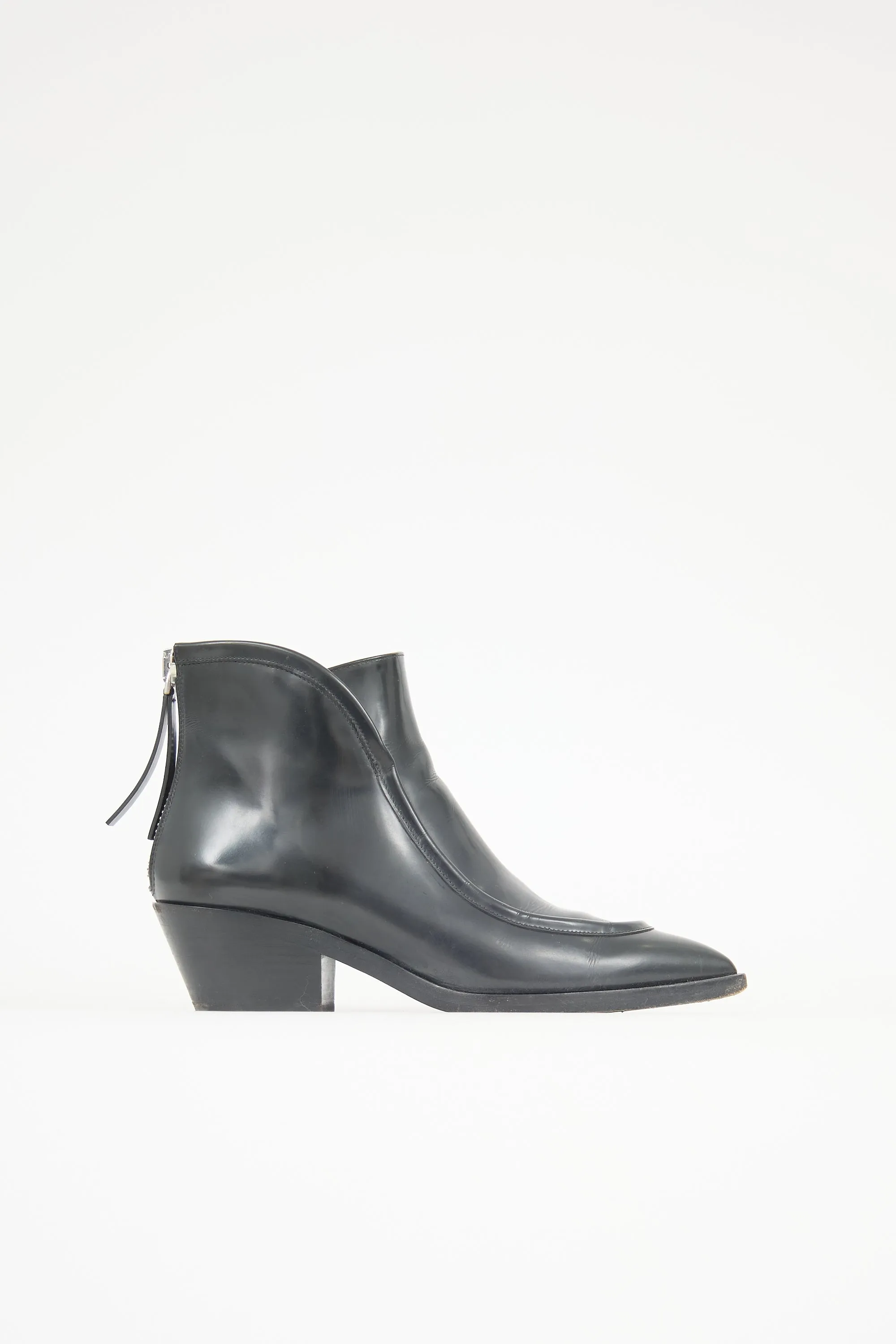 Glossed Leather Ankle Boot sold by VSP Consignment