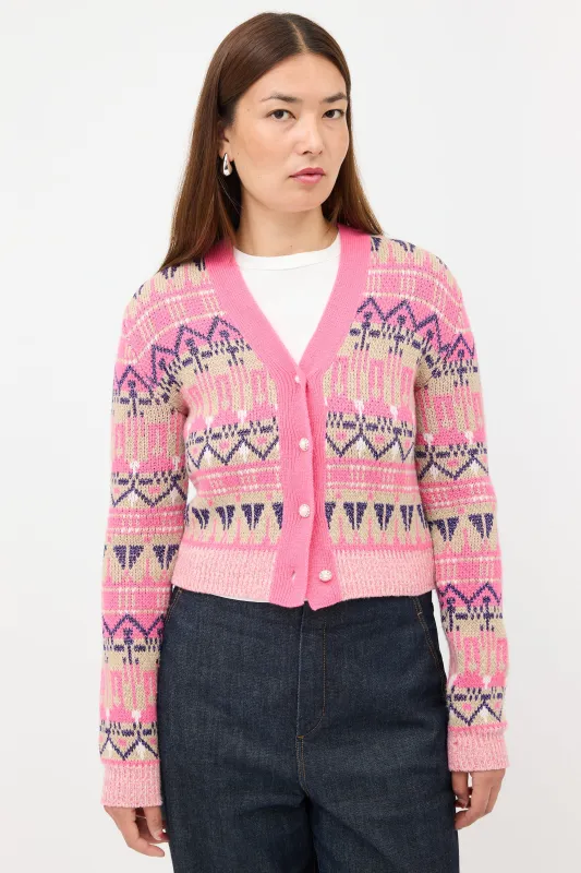 Wool & Metallic Fair Isle Cardigan made by Rabanne