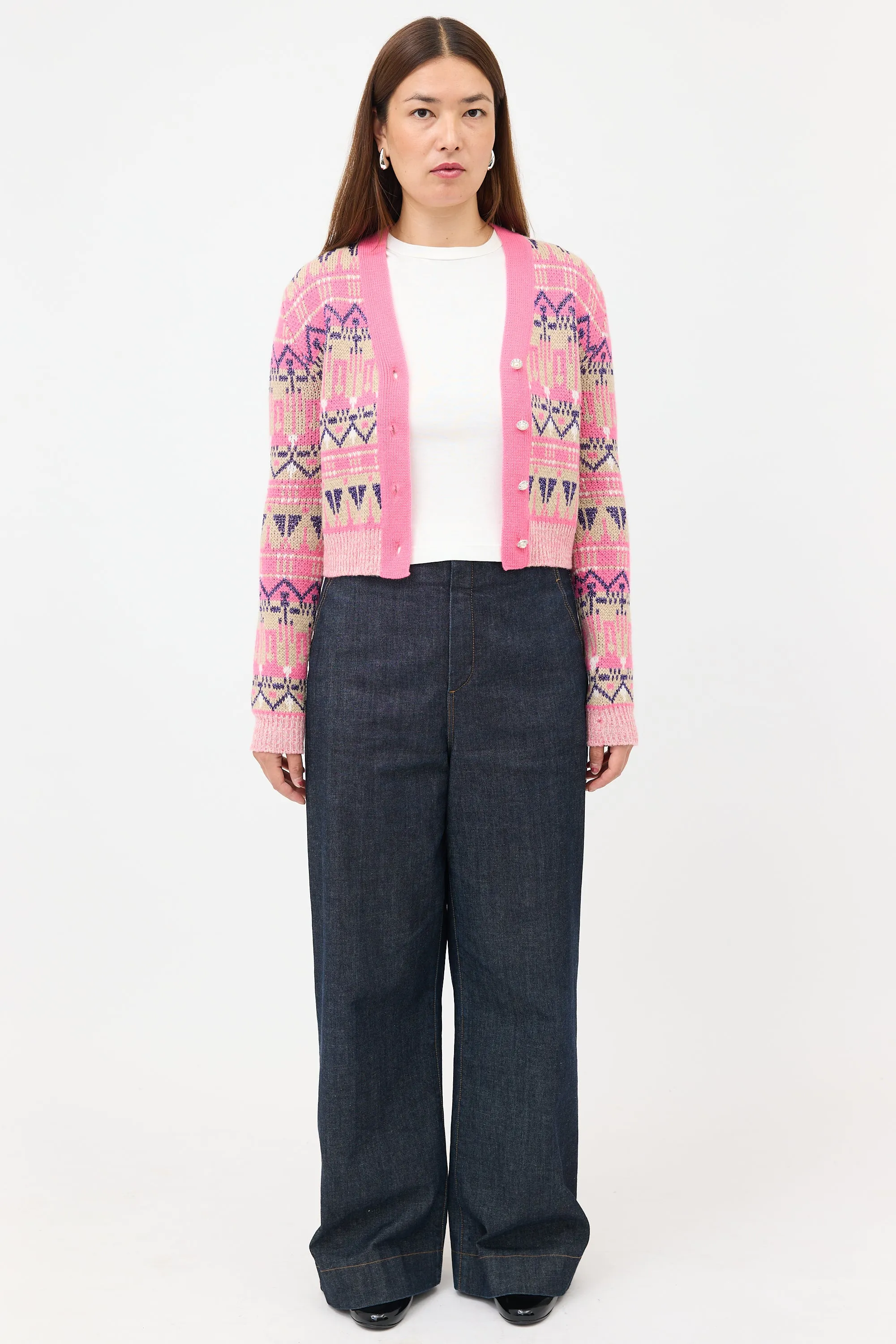 Wool & Metallic Fair Isle Cardigan sold by VSP Consignment product image thumbnail 2