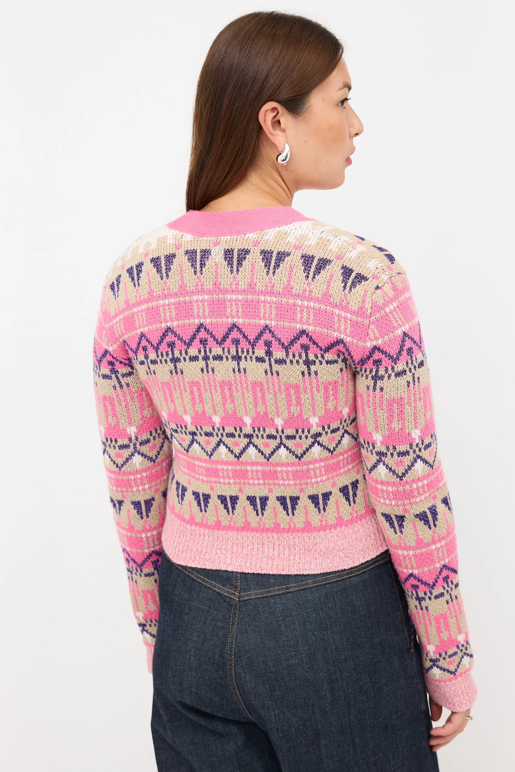 Wool & Metallic Fair Isle Cardigan sold by VSP Consignment product image thumbnail 4