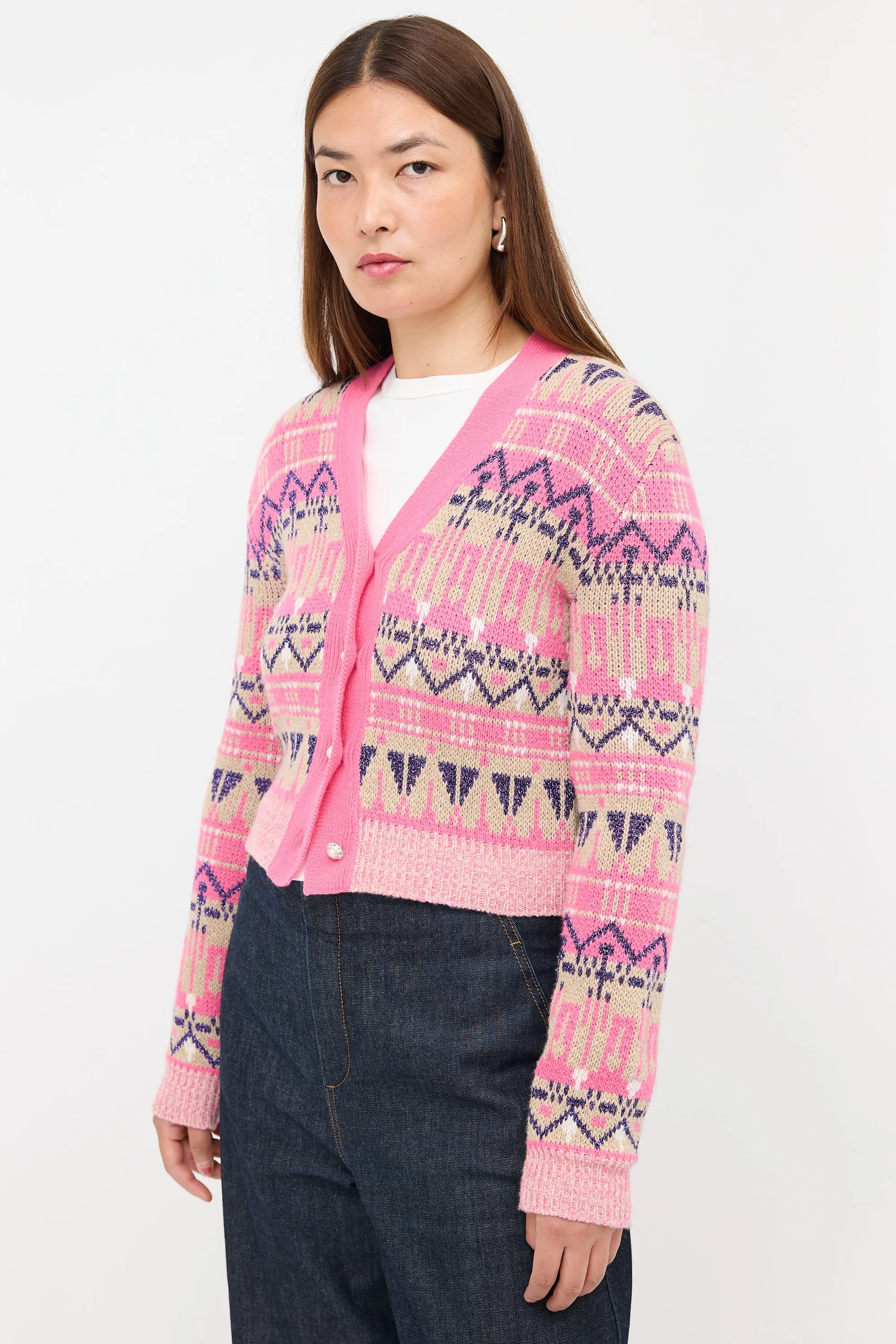 Wool & Metallic Fair Isle Cardigan sold by VSP Consignment product image thumbnail 3