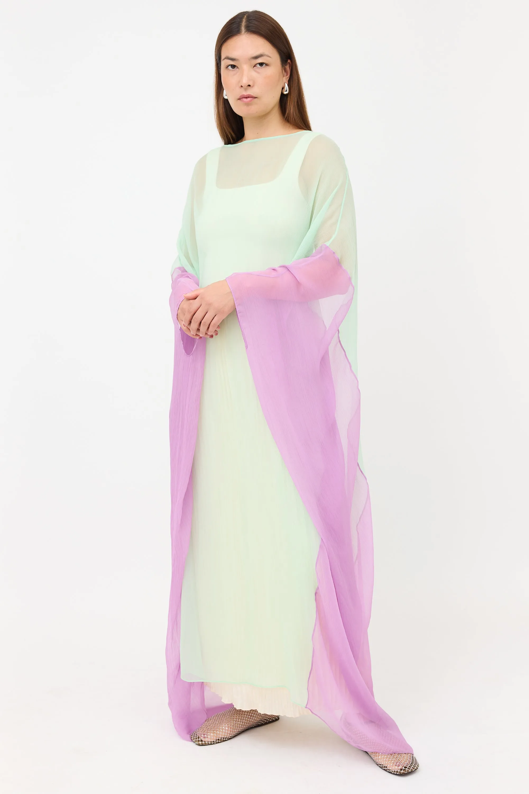 Silk Sheer Two Tone Dress sold by VSP Consignment product image thumbnail 4