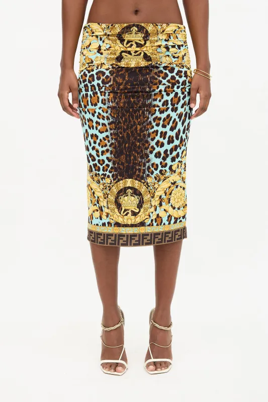 X Fendi 2022 Ruched Printed Skirt sold by VSP Consignment