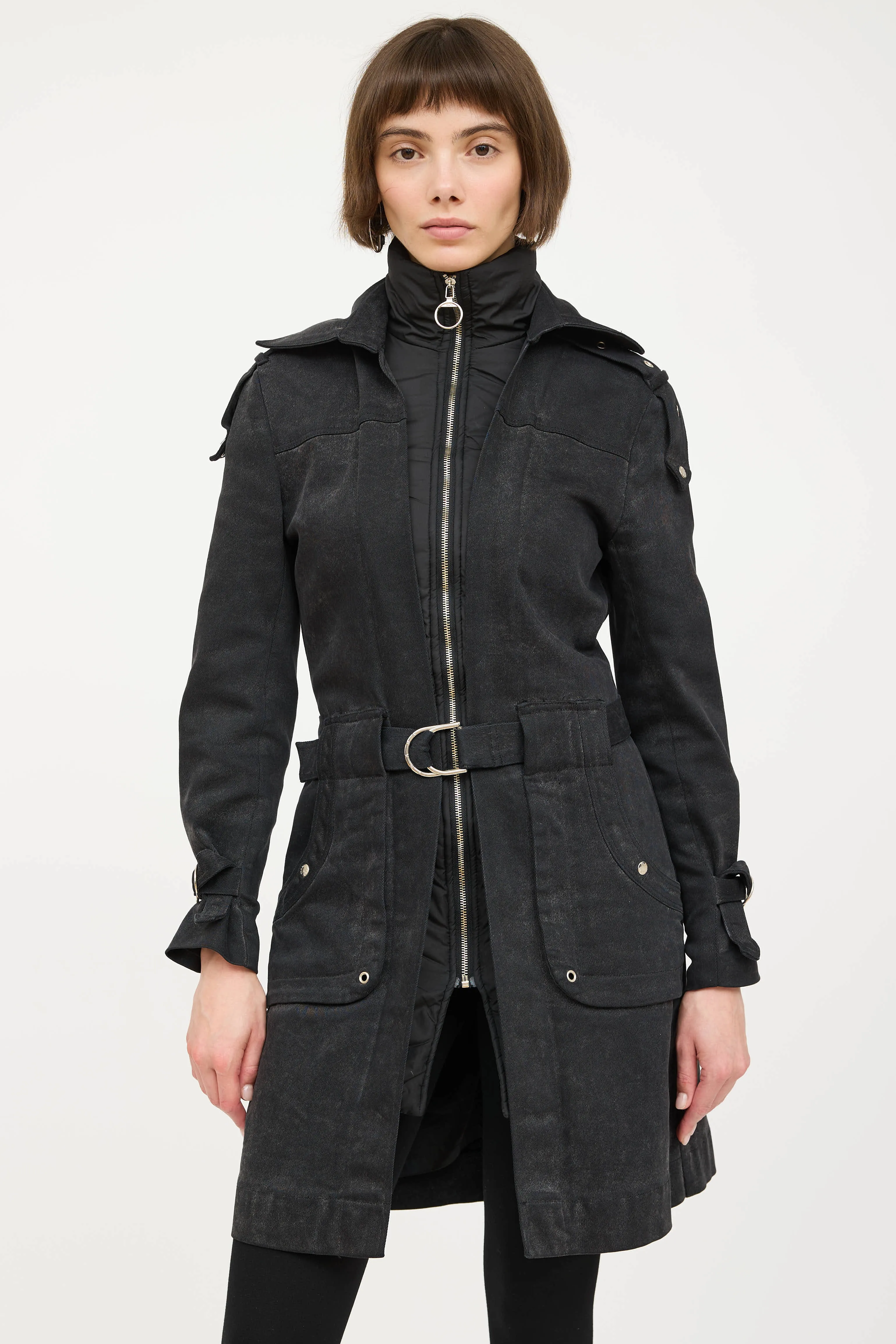 Padded Belted Denim Coat sold by VSP Consignment product image thumbnail 2