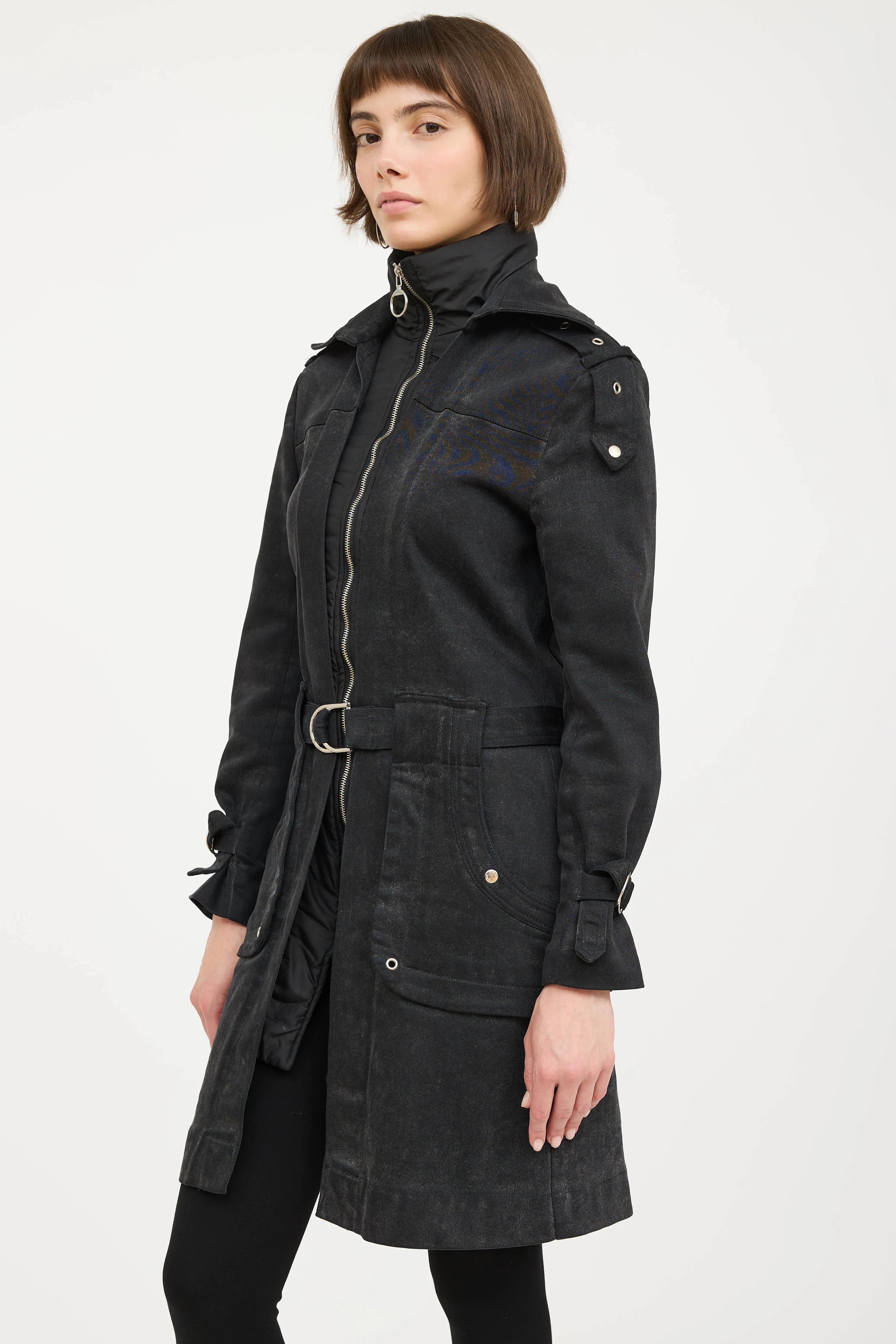 Padded Belted Denim Coat sold by VSP Consignment product image thumbnail 3