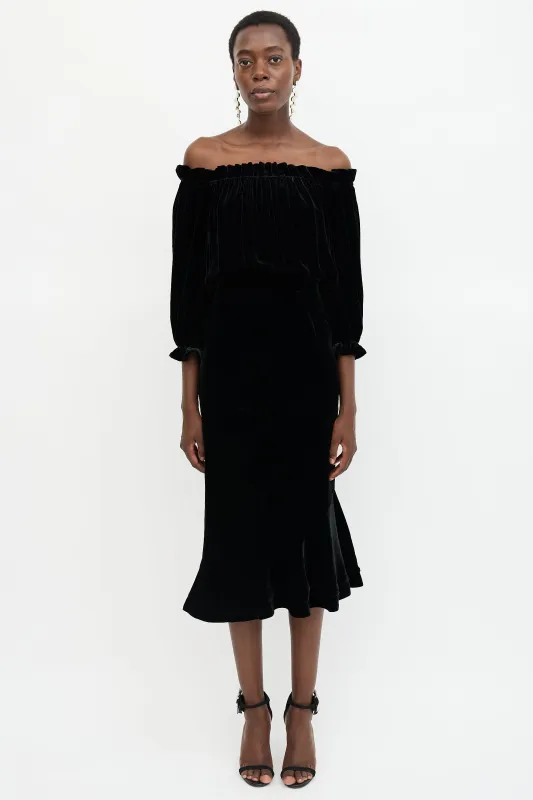 Velvet Off Shoulder Dress sold by VSP Consignment