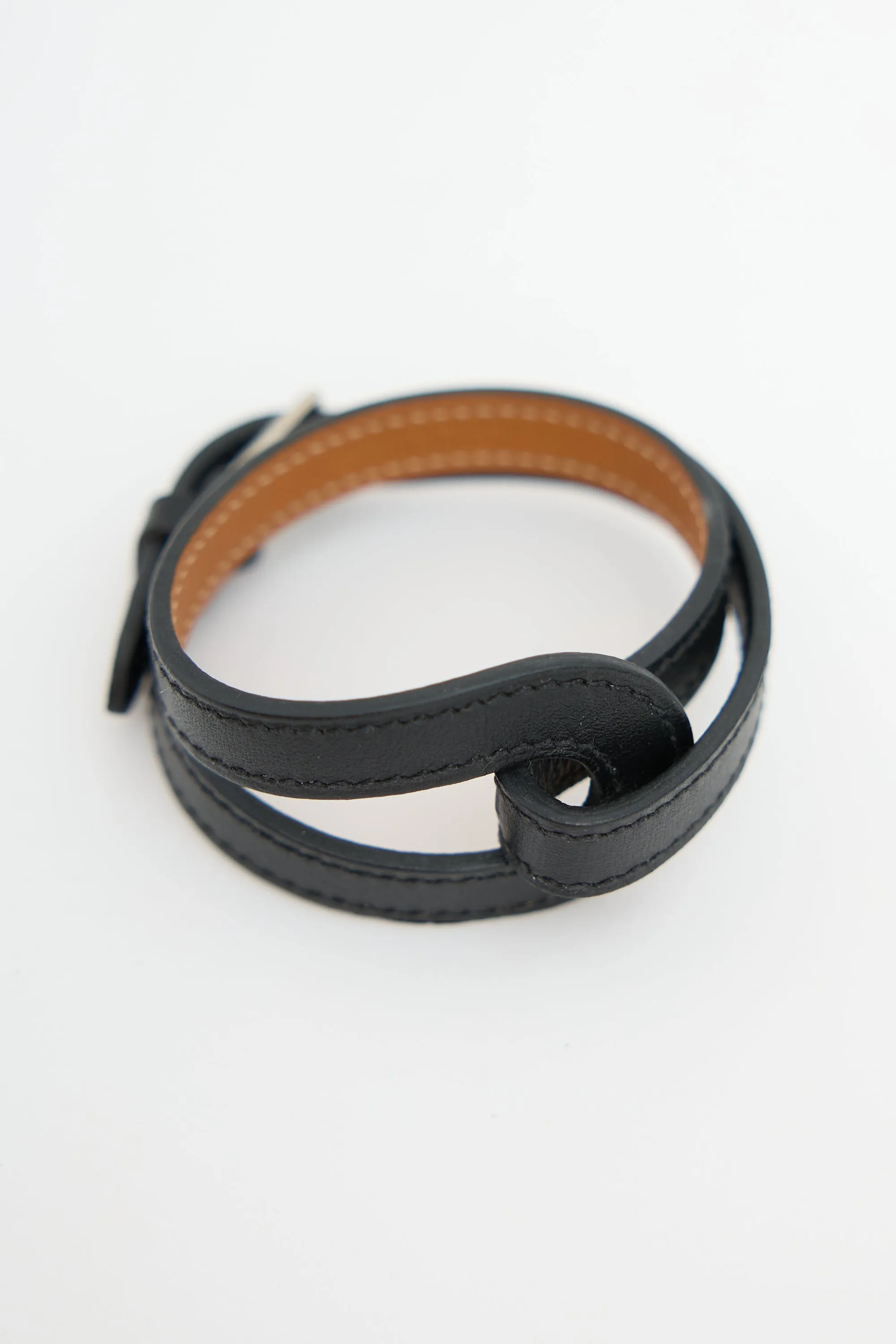 2012 Noir Swift Leather Double Tour Bracelet sold by VSP Consignment product image thumbnail 2
