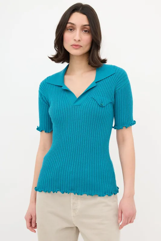 Salon 01 Ribbed Short Sleeve Wool Polo sold by VSP Consignment