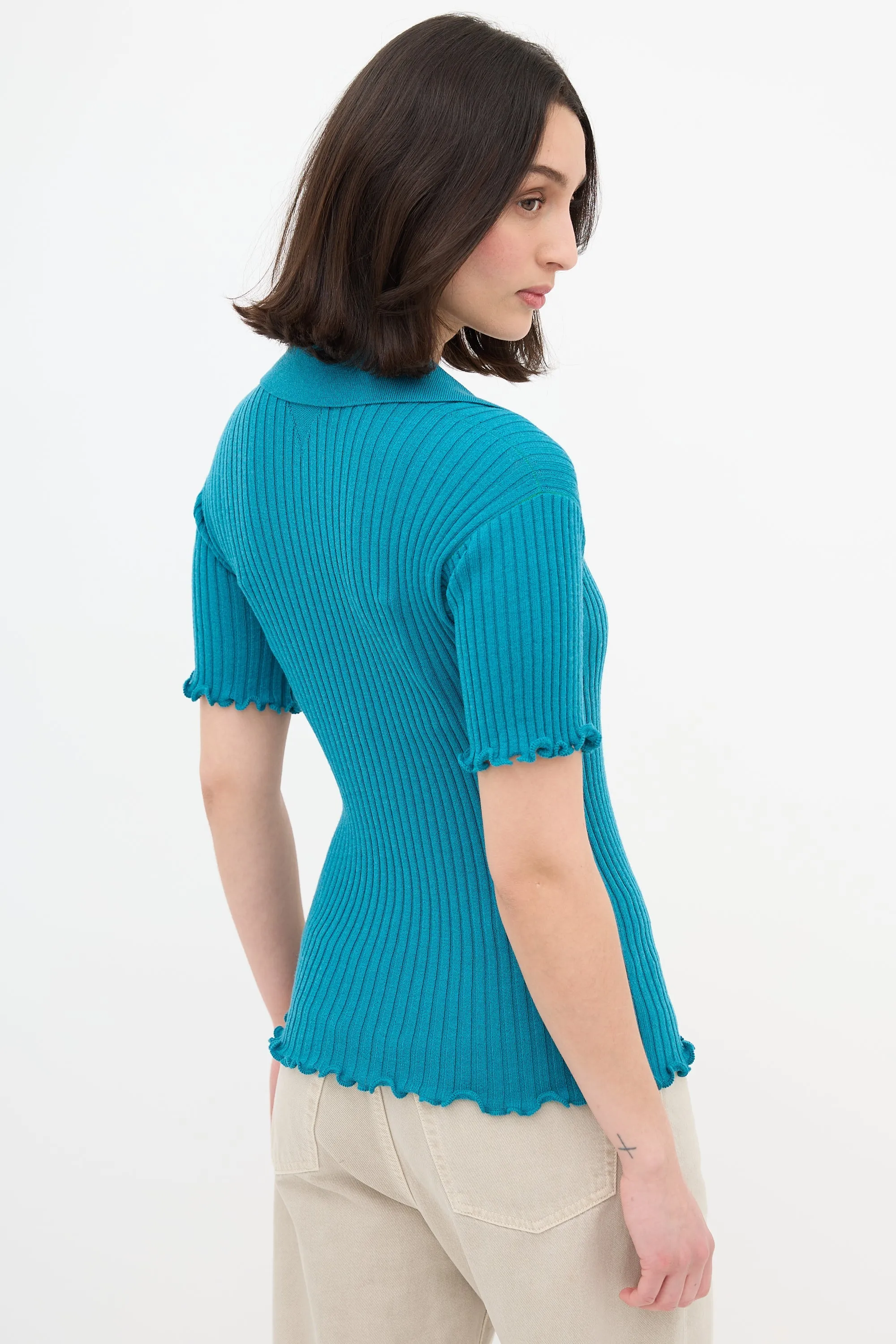 Salon 01 Ribbed Short Sleeve Wool Polo sold by VSP Consignment product image thumbnail 5