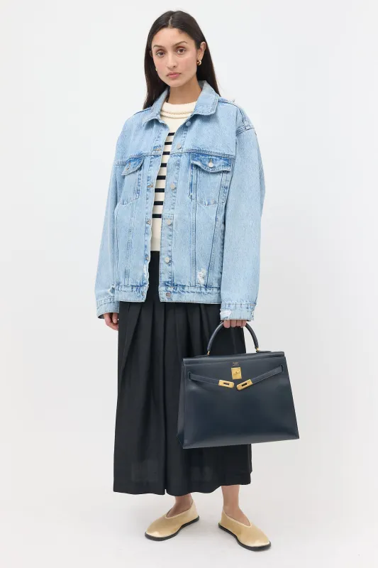 1990 Navy Box Kelly Sellier 35 Bag sold by VSP Consignment