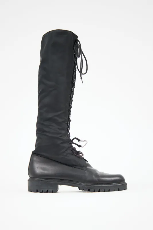 Leather Combat Boot made by Prada