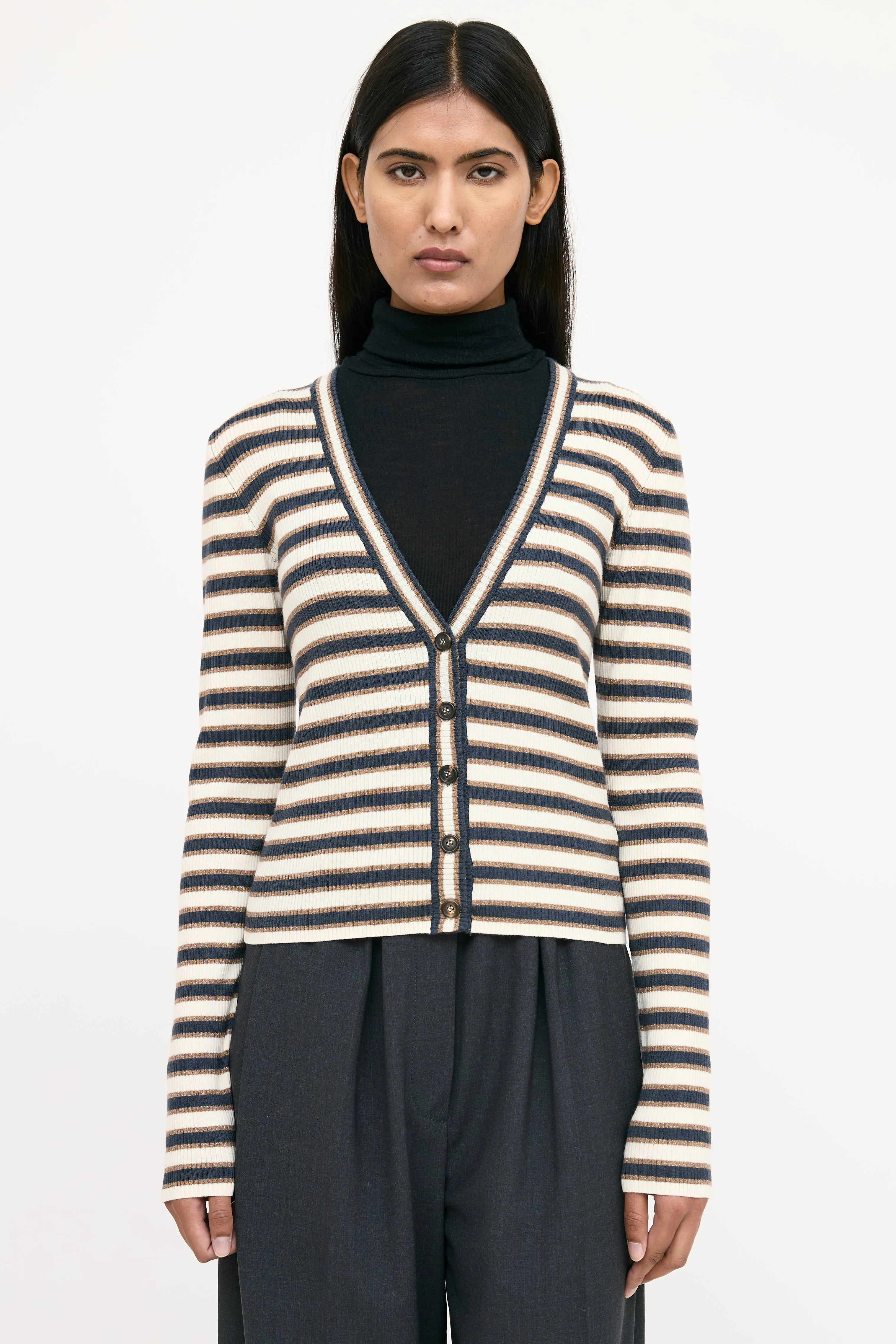 Wool Striped Knit Cardigan sold by VSP Consignment