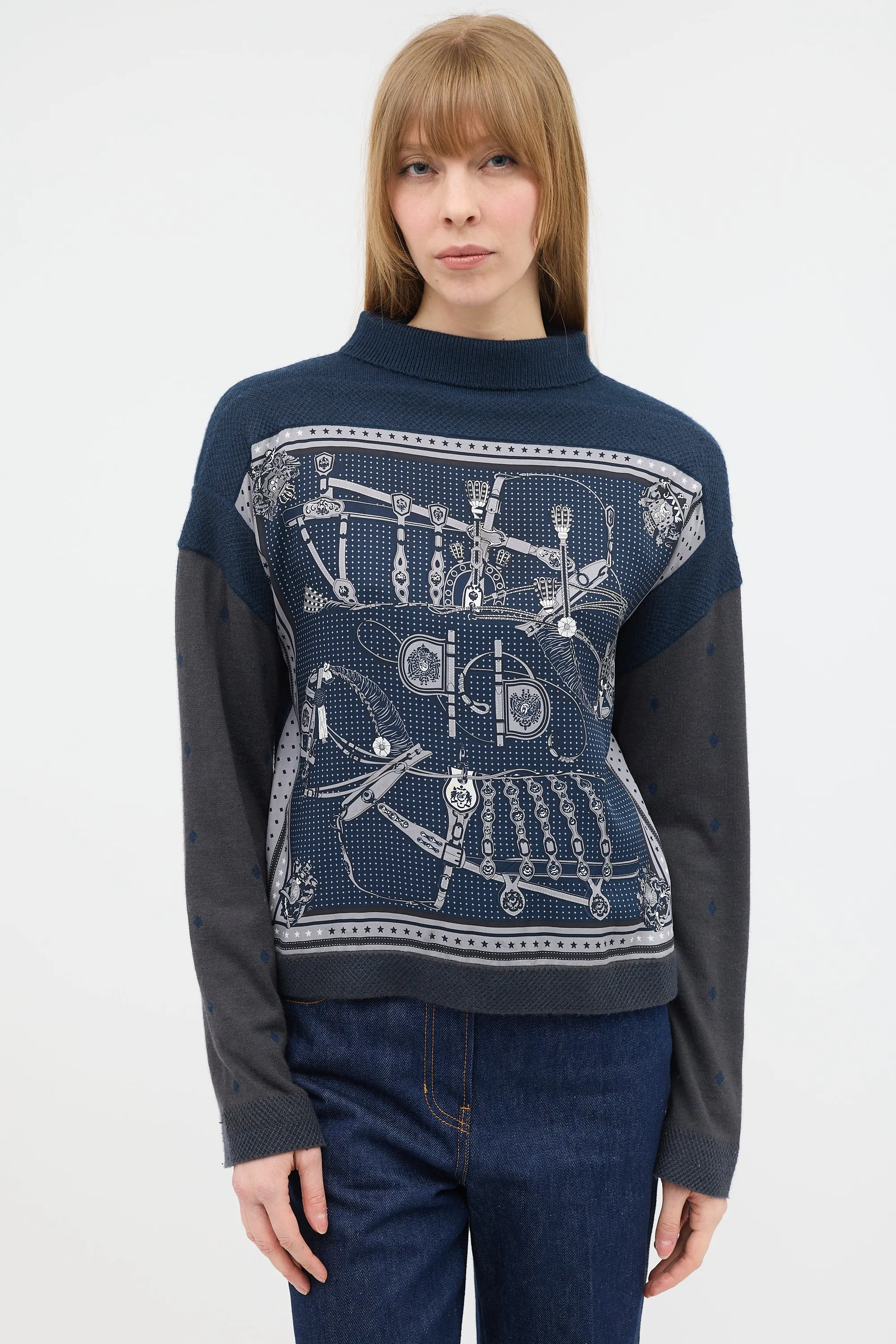 Printed Mock Neck Sweater sold by VSP Consignment