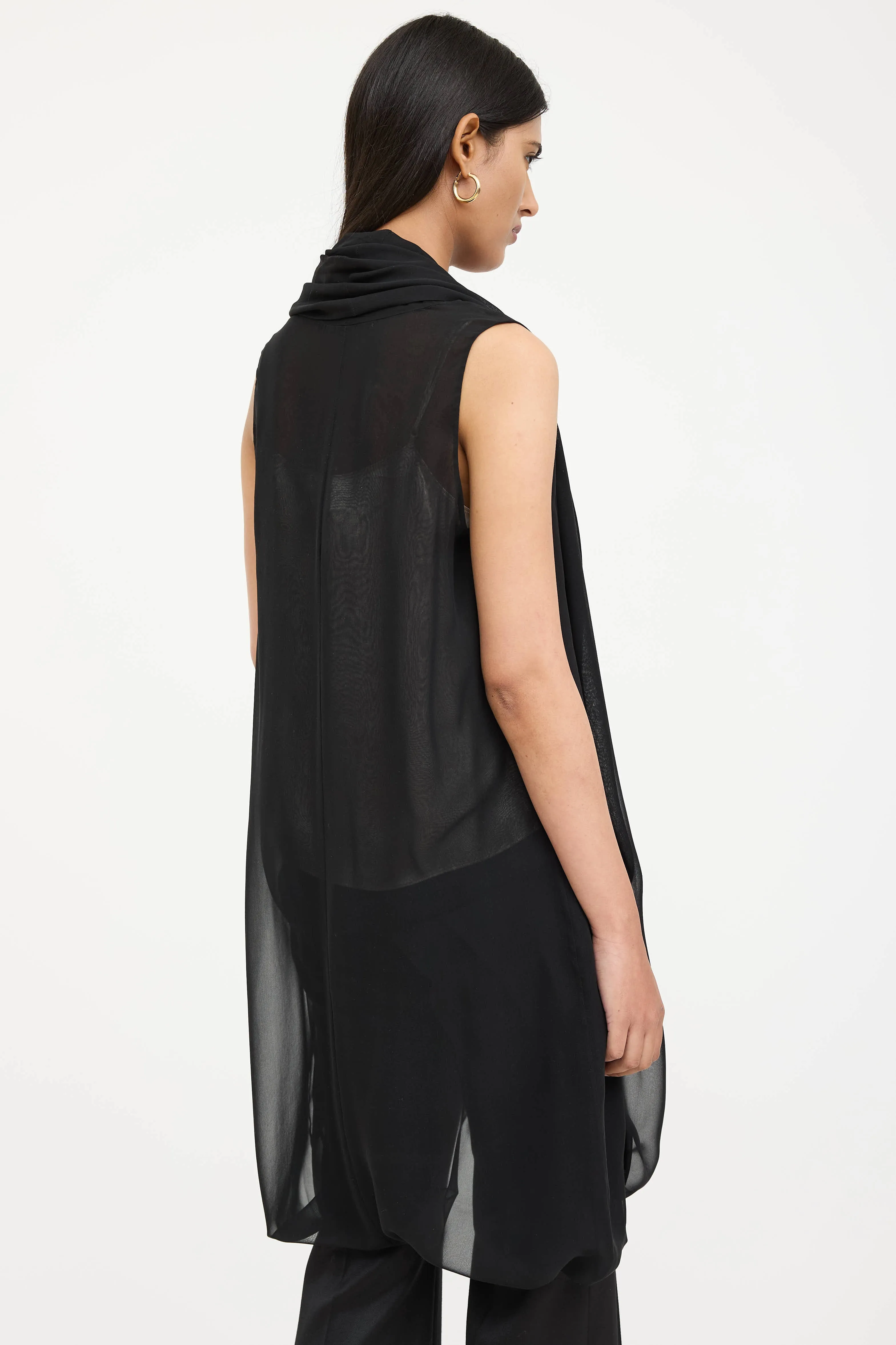 Silk Sheer Draped Vest sold by VSP Consignment product image thumbnail 4
