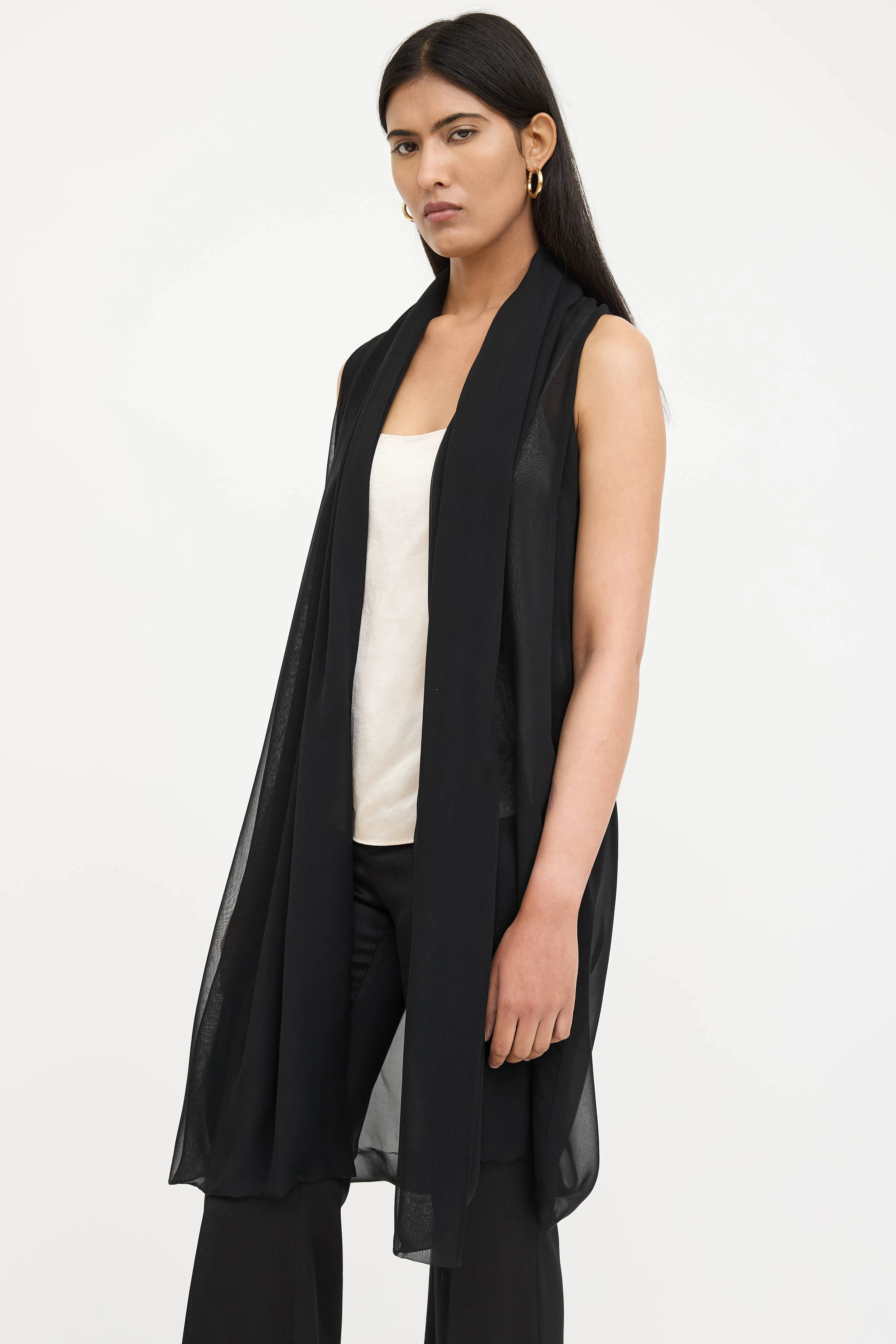 Silk Sheer Draped Vest sold by VSP Consignment product image thumbnail 3