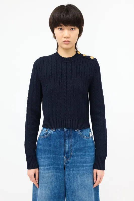Cable Knit Cropped Sweater sold by VSP Consignment